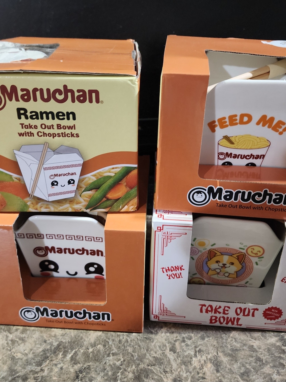 Fun collection of novelty ceramic ceramic ramen noodle bowl sets W Chopsticks